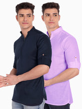 Mens Casual ZIP Style Full Sleeve Cotton Kurta (Pack 2)